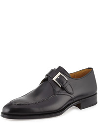 Magnanni For Neiman Marcus Leather Monk Shoe Black