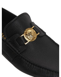 Versace Grained Leather Loafers W Medusa Detail