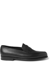 John Lobb Grained Leather Penny Loafers