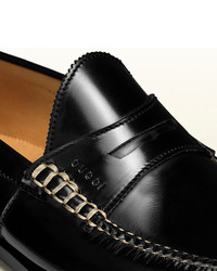 Gucci Polished Leather Penny Loafer