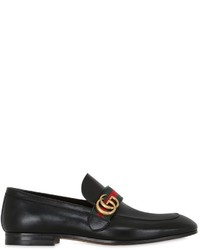 Gucci Web Gg Belted Leather Loafers