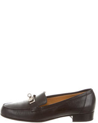 Hermes Herms Leather Round Toe Loafers