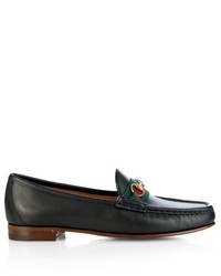 Gucci Horsebit And Web Leather Loafers