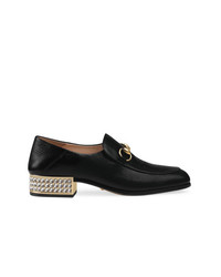 Gucci Horsebit Leather Loafers With Crystals