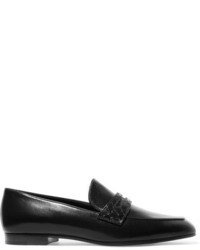 Bottega Veneta Intrecciato Trimmed Leather Loafers Black