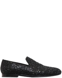 Jimmy Choo Glittered Leather Loafers