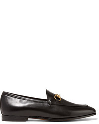 Gucci Jordaan Horsebit Detailed Leather Loafers Black