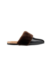Gucci Leather And Faux Fur Slipper