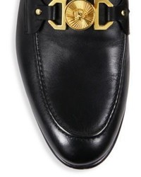 Versace Leather Open Back Loafers