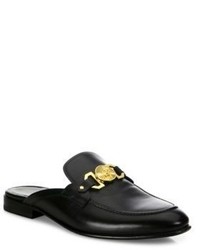 Versace Leather Open Back Loafers