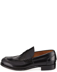 Valentino Leather Penny Loafer Black