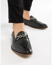 ASOS DESIGN Loafers In Black Leather With Chain