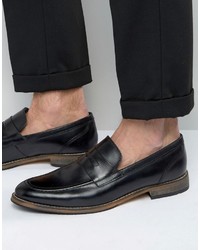 Asos Loafers In Black Leather With Natural Sole