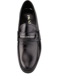 Prada Logo Inset Leather Loafer Black