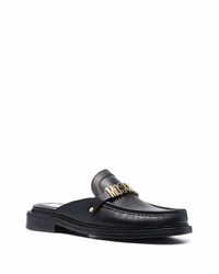 Moschino Logo Plaque Slip On Leather Loafers