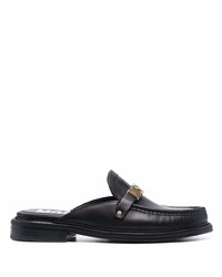 Moschino Logo Plaque Slip On Leather Loafers