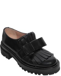 Marni 50mm Fringed Bow Brushed Leather Loafers