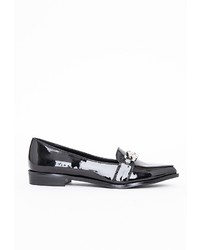 Missguided Martha Pointed Chain Trim Loafer Black