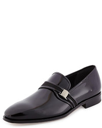 Salvatore Ferragamo Nygel Patent Leather Loafer With Side Vara Black