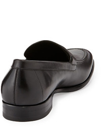 Salvatore Ferragamo Paros Calfskin Loafer With Double Gancini Side Ornat Black