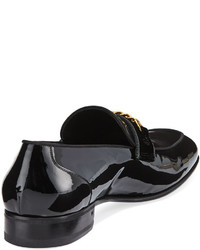 Tom Ford Patent Leather Chain Link Loafer Black