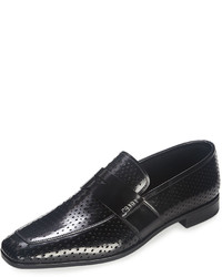Prada Perforated Leather Penny Loafer Black