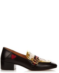 Gucci Peyton Texas Heart Leather Loafers