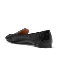 Aquazzura Purist Glossed Croc Effect Leather Loafers