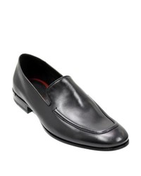 Robert Cavalli Cavalli Vitellino Nero Black Leather Slip On Loafers