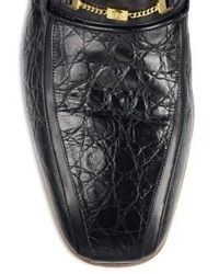 Versace Runway Croc Embossed Leather Loafers
