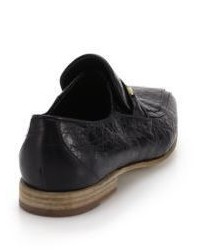 Versace Runway Croc Embossed Leather Loafers
