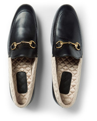 Gucci Satin Trimmed Leather Horsebit Loafers