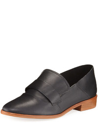 Neiman Marcus Smooth Leather Slip On Loafer Black