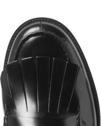 Prada Spazzolato Leather Kiltie Loafers