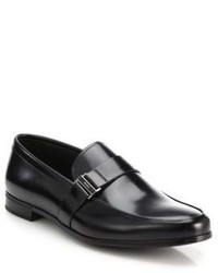 Prada Spazzolato Leather Side Buckle Loafers