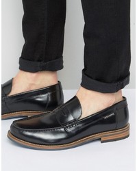 Ben Sherman Stepney Penny Loafers In Black Leather
