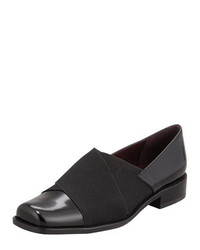 Stuart Weitzman Recover Leather And Elastic Loafer Black