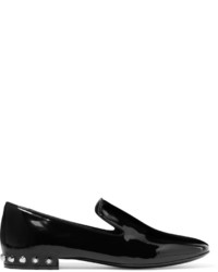 Balenciaga Studded Patent Leather Loafers Black