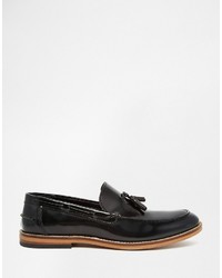 Asos Tassle Loafers In Black Leather