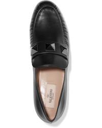 Valentino The Rockstud Leather Loafers Black