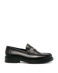 Moschino Varsity Logo Plaque Leather Loafers