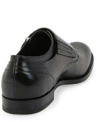 Alexander McQueen Zipper Monk Strap Leather Loafer Black