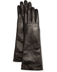 Neiman Marcus Elbow Length Leather Tech Gloves Black