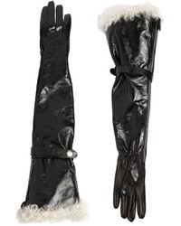Saint Laurent Extra Long Leather Gloves W Shearling