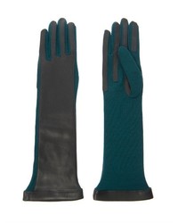 Lanvin Long Length Leather And Wool Gloves
