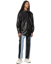 Feng Chen Wang Black Faux Leather Deconstructed Jacket