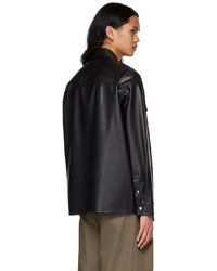 System Black Faux Leather Shirt