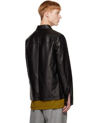 Jil Sander Black Leather Shirt