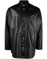 Nanushka Black Martin Faux Leather Shirt