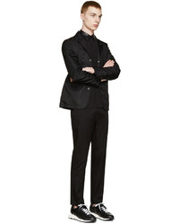 Givenchy Black Perforated Leather Collar Shirt